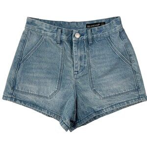 Blank NYC Womens Size 24 Denim Jean Short Retro Utility Light Wash Mid-High Rise
